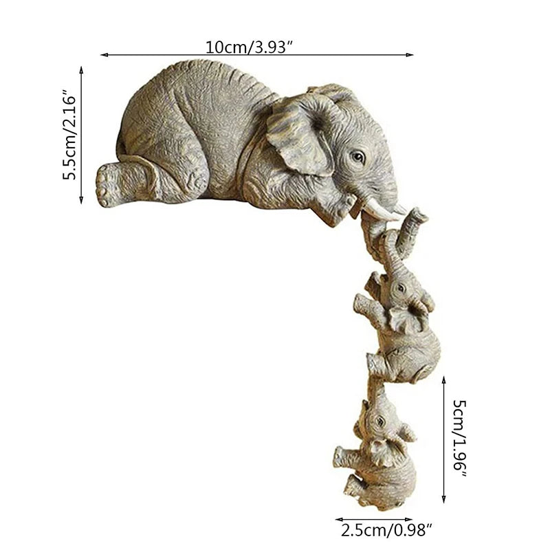 3PCS/set Elephant Hand-Painted Figurines, Mother and Baby elephant