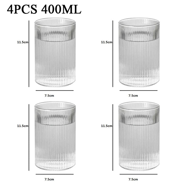 1/3/6PCS Japanese Striped Heat-Resistant Glass Transparent Water Cup Glasses
