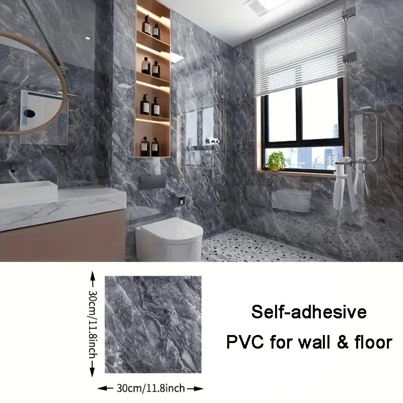 10pcs Imitation Marble Floor Stickers Self-adhesive Wall Stickers Waterproof Bathroom Living room Modern Decoration Decals
