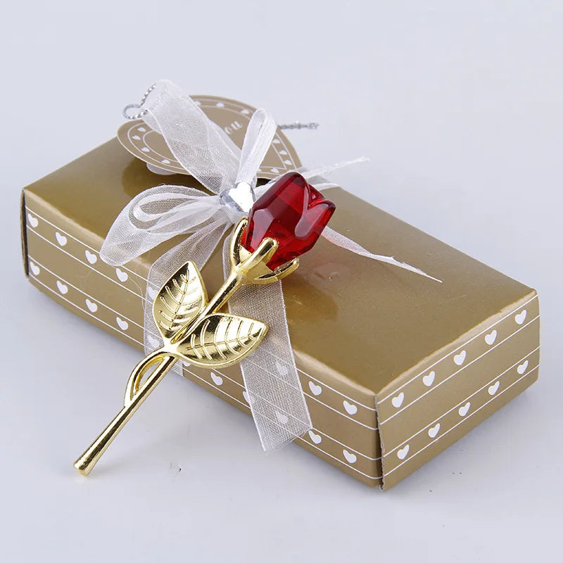 Glass Rose Mini Crystal Flower Flowers Room Ornament Office Desktop Decoration Wedding Party Gift