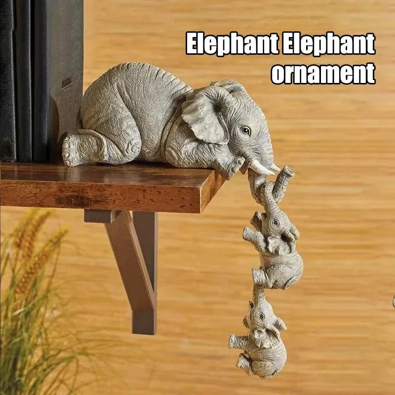 3PCS/set Elephant Hand-Painted Figurines, Mother and Baby elephant