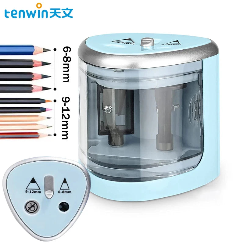 Tenwin New Two-hole Electric Automatic Pencil Sharpener Switch Pencil Sharpener Home Office School Supplies
