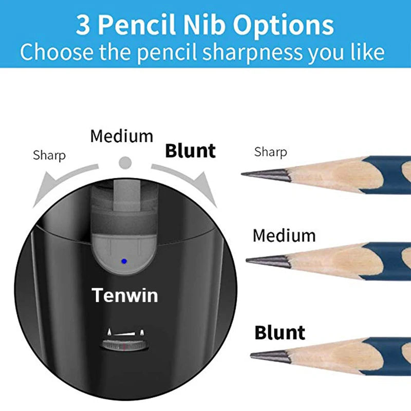 Tenwin Automatic Electric Pencil Sharpener For Colored Pencils Sharpen Mechanical Office School Supply