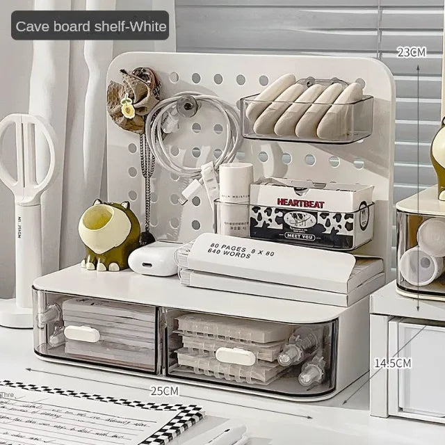 1 Pcs Desktop Perforated Board Storage Box Stationery Rack Desk Office Cosmetics Storage Rack Pen Holder