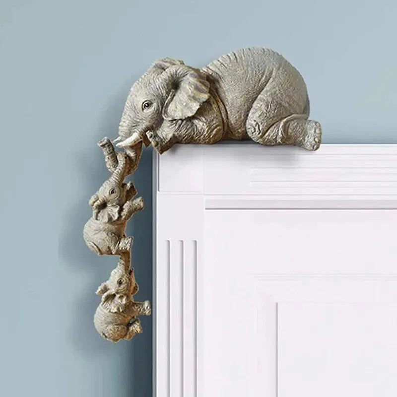 3PCS/set Elephant Hand-Painted Figurines, Mother and Baby elephant