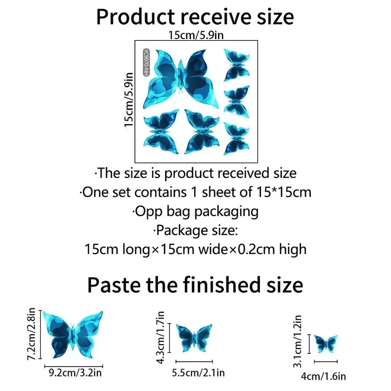 6PC Blue Luminous Small Butterfly Switch Stickers Bedroom Nursery Stickers Decoration