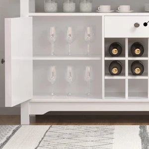 Coffee Bar Cabinet with Storage, White Coffee Bar with Drawer, Kitchen Buffet Cabinet , Wine Bar Cabinets with 9 Wine Racks