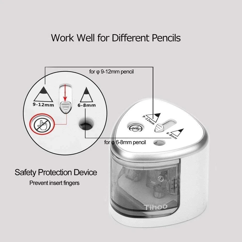 Tenwin New Two-hole Electric Automatic Pencil Sharpener Switch Pencil Sharpener Home Office School Supplies