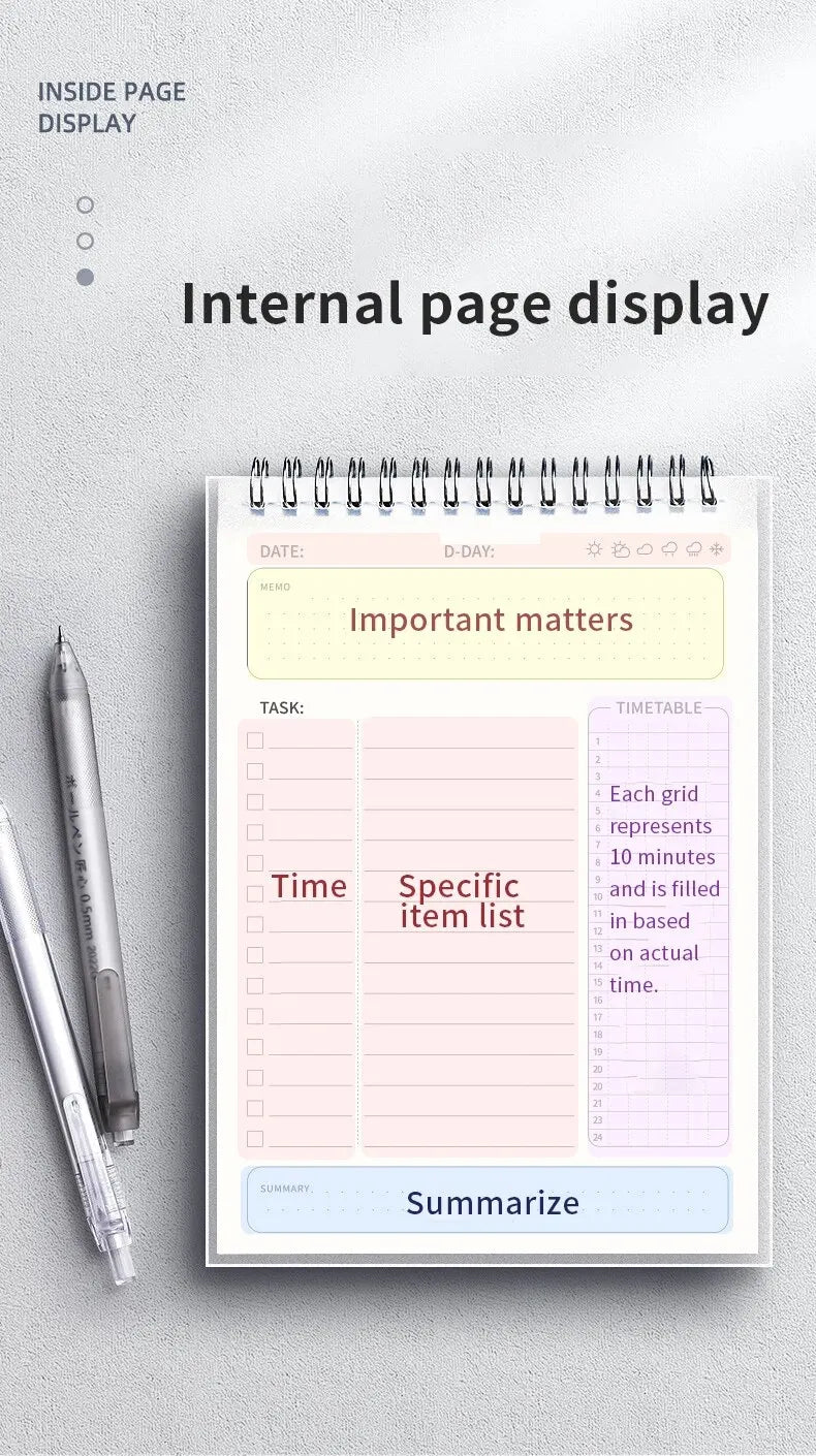 1pc Planner Agenda Spiral A5 Notebook Daily Planner To Do List Notepad 160 Pages Thick Office School Supplies Stationery