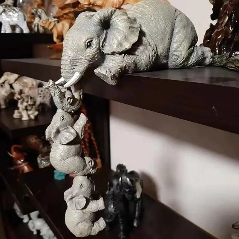 3PCS/set Elephant Hand-Painted Figurines, Mother and Baby elephant