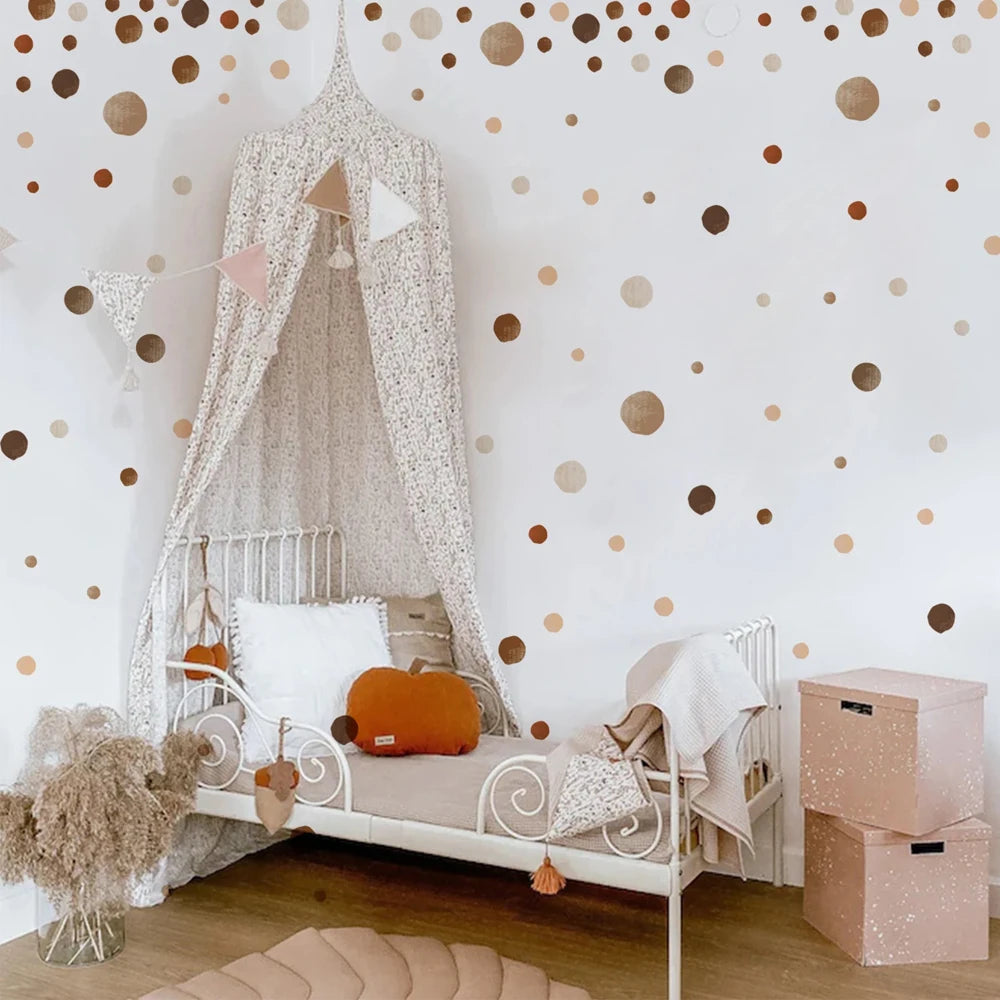 140PCS Watercolor Boho Polka Dots Wall Decals Nursery Room Kids Bedroom Removable Peel and Stick Wall Stickers