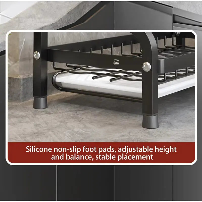 Dish Drying Rack 2-Tier Kitchen Dish Rack Drainboard Large Rust-Proof Dish Drainer Kitchen Racks