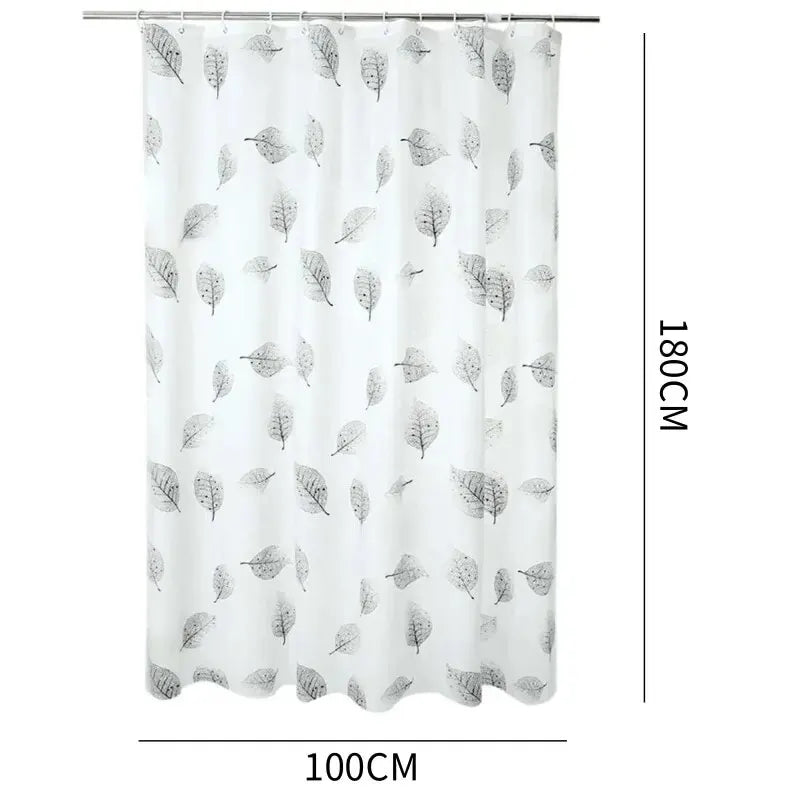 Bathroom Shower Curtains Waterproof Bath Curtain With Hooks Rustproof Metal Grommets Leaf Pattern Shower Curtain