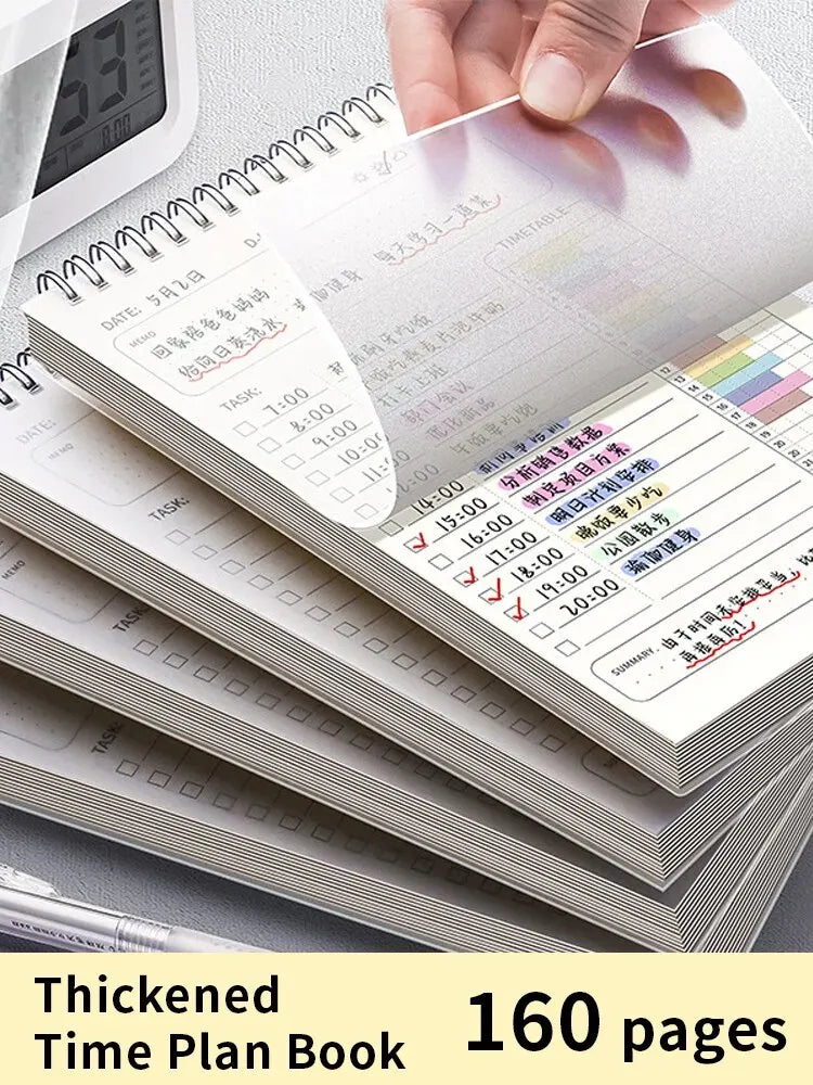 1pc Planner Agenda Spiral A5 Notebook Daily Planner To Do List Notepad 160 Pages Thick Office School Supplies Stationery