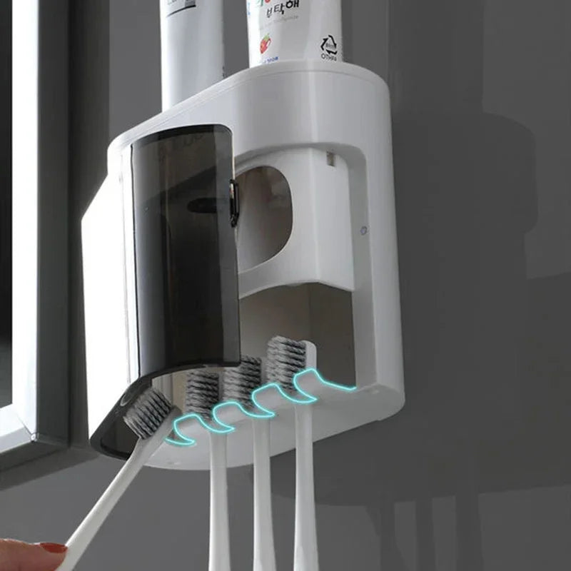 Wall Mounted Automatic Toothpaste Toothpaste Dispenser Magnetic Toothbrush Toothpaste Rack Bathroom Accessory
