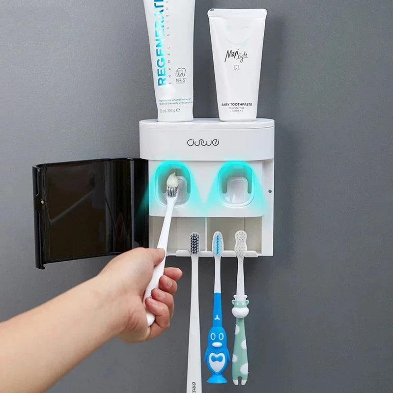Wall Mounted Automatic Toothpaste Toothpaste Dispenser Magnetic Toothbrush Toothpaste Rack Bathroom Accessory