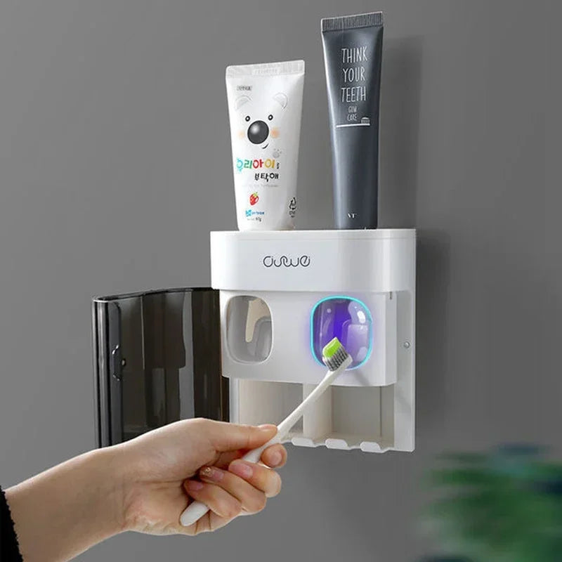Wall Mounted Automatic Toothpaste Toothpaste Dispenser Magnetic Toothbrush Toothpaste Rack Bathroom Accessory