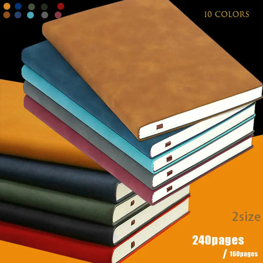 A5 A6  Notebook Leather Office Journal Diary notepad Stationery Student lined Notebook 160pages/240pages